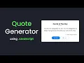 How To Make Quote Generator Website Using HTML CSS And JavaScript