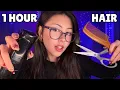 1 Hour ASMR Hair Treatments haircut clipping invisible clips head massage scalp scratching