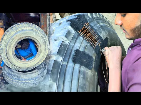 Download MP3 Amazing skill of Repairing a Hard Impact Sidewall Truck Tire