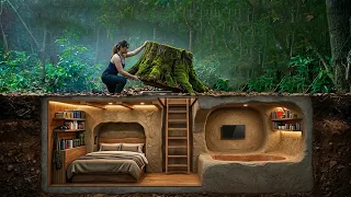She Build The Most Amazing Underground House with Bath Pool in the Jungle