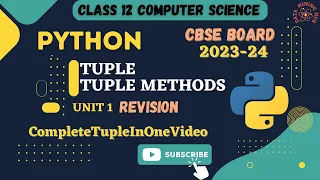 Python Tuple in One-shot Tuple Functions Tuple Methods Class 12 Computer Science CBSE Board
