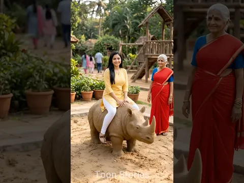 Grandmother Made Rhino Swing For Girls Happiness❤️#shorts #short #shortvideo #shortsvideo #viral #yt