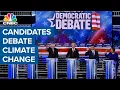 Democratic Presidential Candidates Debate Climate Change Policy And Fracking
