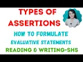 Types of assertion according to degree of certainty Evaluative statement in a text