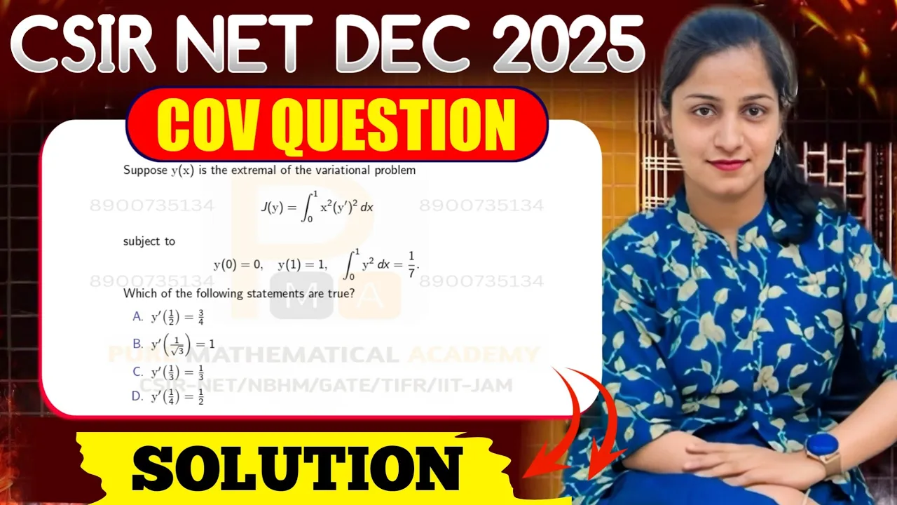 CSIR NET Dec 2025 Mathematics COV Solution | CSIR NET Dec 2025 Maths COV Part C Q.ID 0218 Solution