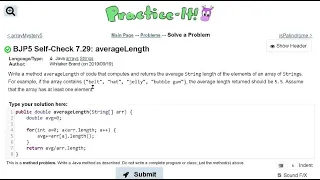 Java Practice It Self-Check 7 29 averageLength arrays syntax array basics