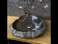 Toros Black Marble Natural Stone Vessel Sink W 17 L 17 H 5