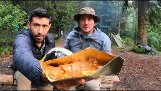 US Military MRE Taste Test - Overnight Camping Catch and Cook WILD TROUT