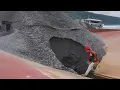 Barge unloading 2900 tons of crushed coal - Work vlog on the barge