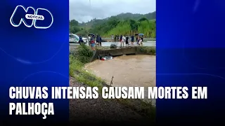 Tragédia em Palhoça: carro é arrastado por correnteza e 3 pessoas morrem