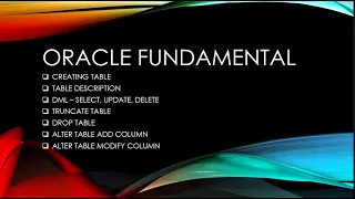 How to create table in oracle 11g and 19c SELECT INSERT UPDARE DELETE TRUNCATE