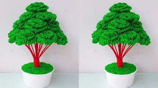 ऊन से गुलदस्ता बनाने का आसान तरीका/DIY Easy Woolen Guldasta Craft/Woolen Tree Craft idea/Wool making