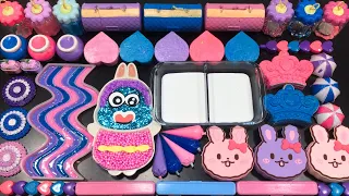 RELAXING WITH GALAXY PIPING BAGS VS RABBIT ! Mixing MAKEUP, CLAY & Glitter into Slime !!!