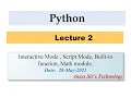 Python Second Lecture