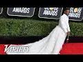 Bill Porter Wears Lavish Suit with Feathered Train at the Golden Globes