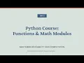 Python Programming - Unit 3 Functions Modules Practical Python Complete Tutorial