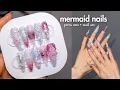 make mermaid nails with me ft VALLA HOLOSHELL summer gel nails press ons 3D nail art