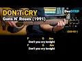 Don t Cry - Guns N Roses 1991 Easy Guitar Chords Tutorial with