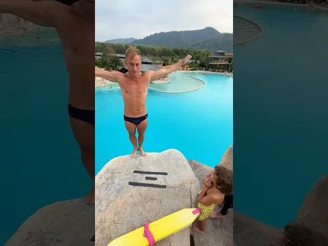 Pro diver shows kids an awesome 10-meter jump! πͺπ¦ #pool #funny #sittingonthedockofthebay #poolpart