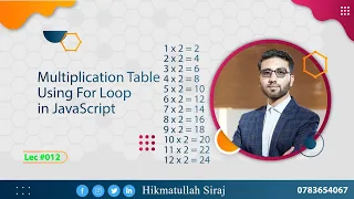 Lec Multiplication table using for loop
