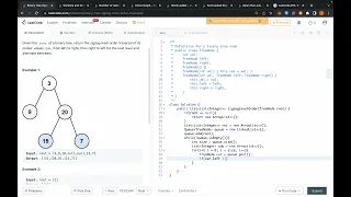 Leetcode 103 Binary Tree Zigzag Level Order Traversal BFS English Java