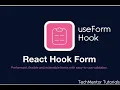 - useForm Hook React Hook Form React Hooks in Hindi React js Tutorial