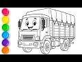 Cargo Truck Drawing Coloring for Kids Easy Step-by-Step Truck Drawing for Kids Learn Colors