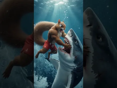 Hero Father: Facing Death to Save His Daughter 🐿️🦈🥹 ​#animation​#squirrel​#fyp