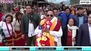 tabe doni aspiring mla candidate from 26 dumporijo was warmly received by thousands of supporter 