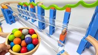 マーブルランレース☆TrixTrackウェーブスロープ＋透明パイプ交差コース
