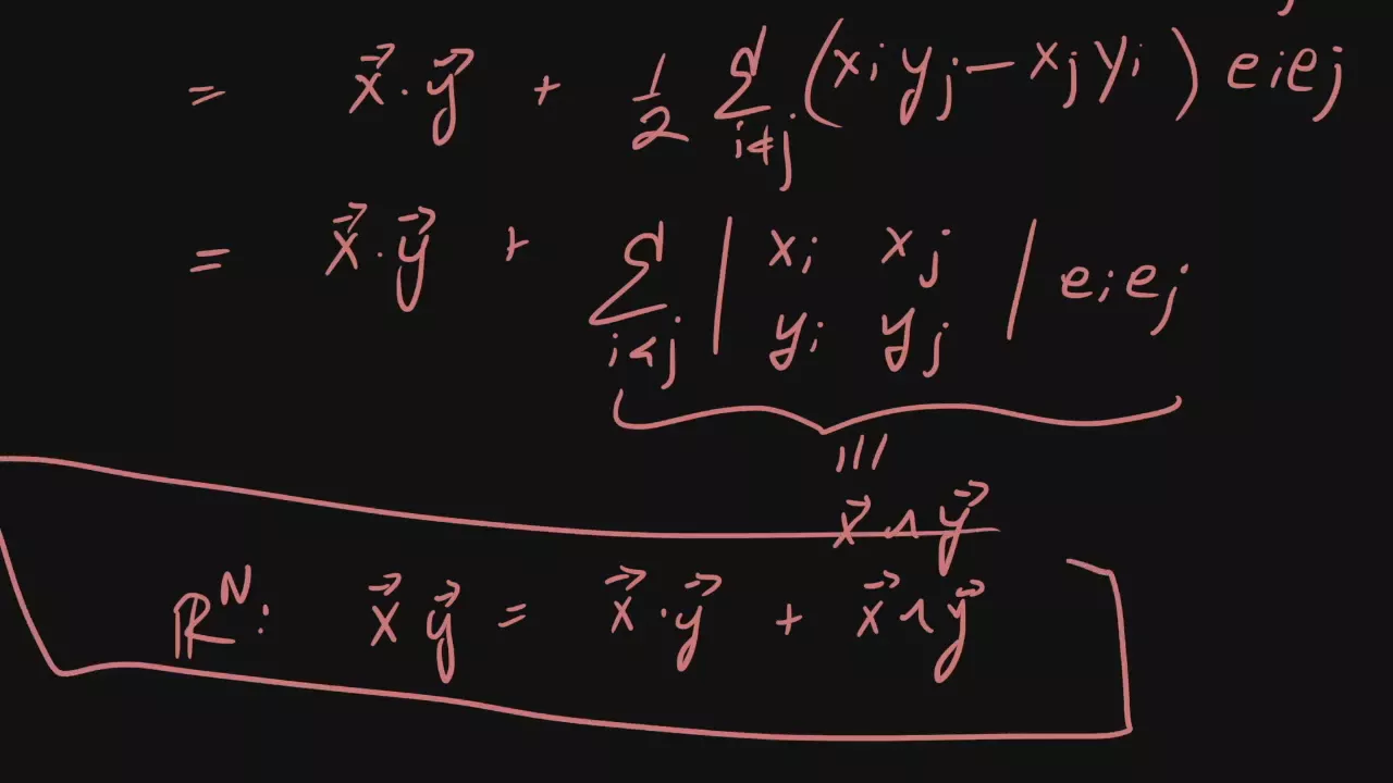 Geometric Algebra: dot, wedge, cross and vector products.