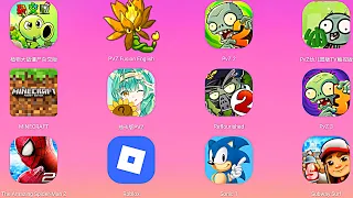 Plants vs Zombies Survival, Minecraft,PVZ Fusion, ROBLOX,SPIRDERMAN 2, BOWMASTER, MINECRAFT,SONIC 1
