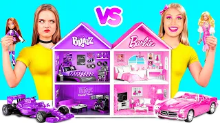 Chúng Tôi Xây Dựng Ngôi Nhà Búp Bê Tuyệt Vời Thử Thách Barbie đấu với Bratz | Mẹo Trang Trí Đơn Giản