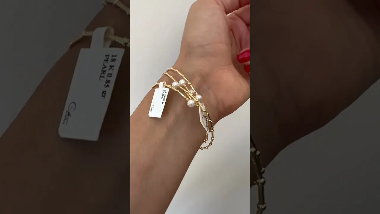 18K Gold Yellow Pearl Bangle
