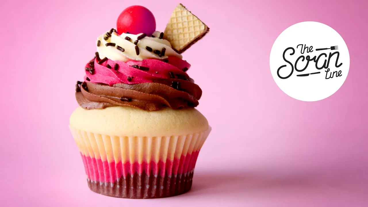 NEAPOLITAN ICE CREAM CUPCAKES - The Scran Line