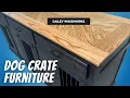 Oak Triple Dog Kennel Furniture with a Chevron top