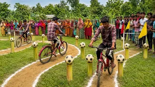 ধীরে ধীরে সাইকেল চালিয়ে রেস শেষ করার মজার এক খেলা!