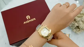 Aigner Genua Due Ladies White Dial Gold Stainless Steel