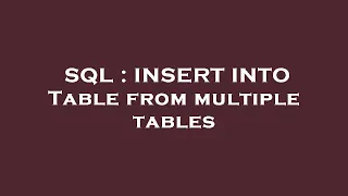 SQL INSERT INTO Table from multiple tables