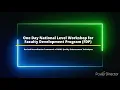 One Day National Level Online Workshop for Faculty Development Program FDP