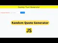 Dummy Text Generator Random Quote Generator JavaScript Projects For Beginners HTML CSS
