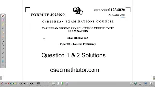 CXC CSEC January 2023 Mathematics Paper 2 Question 1 - 2