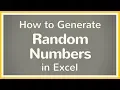 How to Generate Random Numbers in Excel Using RAND function RANDBETWEEN Excel function - Tutorial