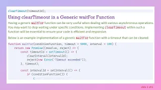How to Clear a Timeout in a Generic waitFor Function in JavaScript