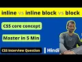 CSS inline vs inline-block vs block html css tutorial in hindi