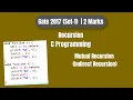 GATE 2017 C Programming PYQ Recursion Function Calls Indirect Recursion