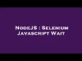 NodeJS Selenium Javascript Wait