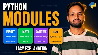 Python Modules and Packages in Hindi import math datetime User-Defined Module