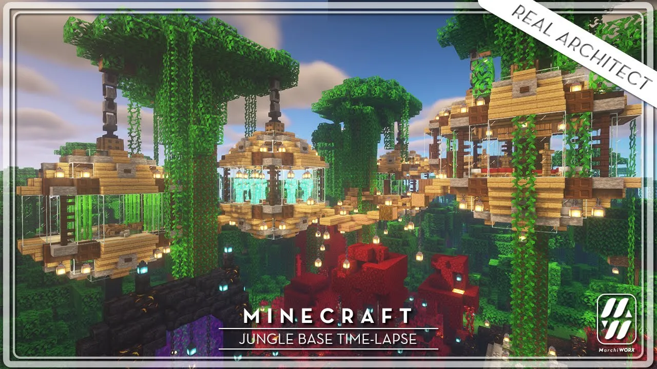MINECRAFT: How to Build a JUNGLE BASE Tutorial (TIMELAPSE)