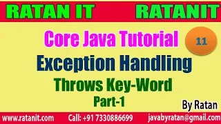 Core Java Tutorial Exception Handling -11 Throws Keyword Part-1 By Ratan Sir